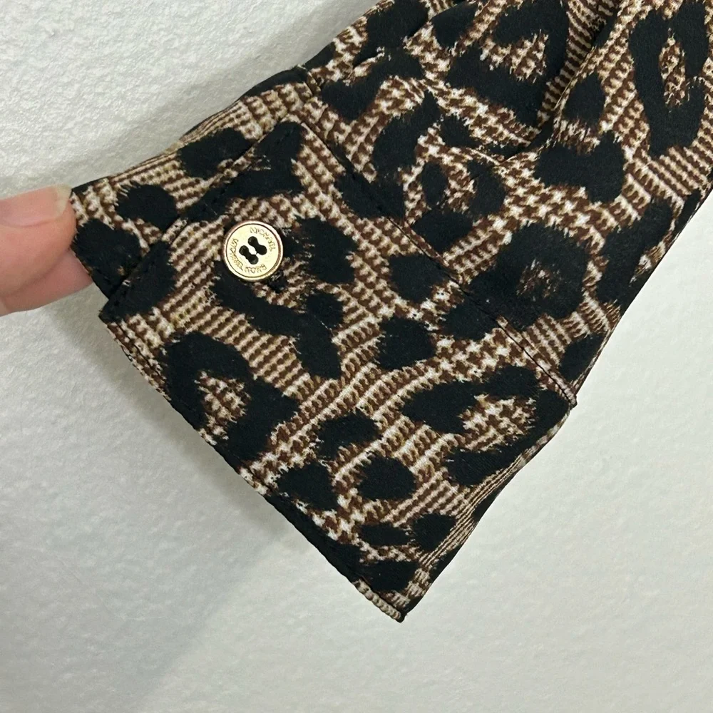 Michael Kors Womens Size XLarge Leopard Print Blouse Top